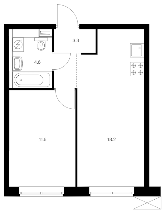 1-комнатная квартира 37.7 м², 10/12 эт., ЖК «Шкиперский 19»